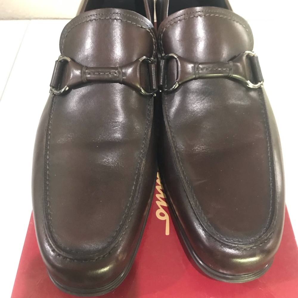 Salvatore Ferragamo Brown Leather Loafers Sz 9.5